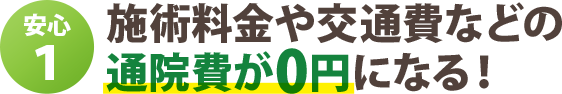施術料金や交通費などの通院費が0円になる!
